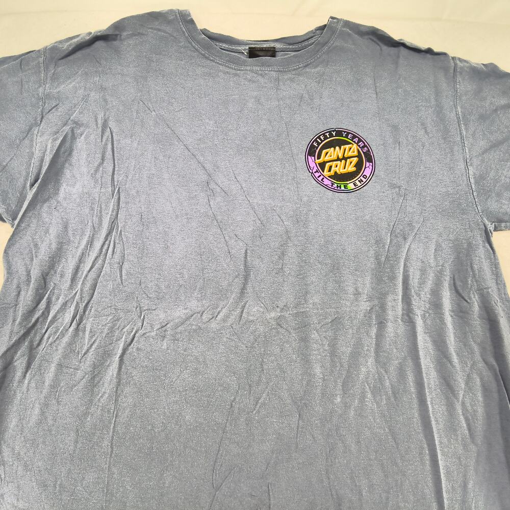 Santa Cruz Casual Graphic Crew Neck Short Sleeve Shirt Mens Size Large L Blue